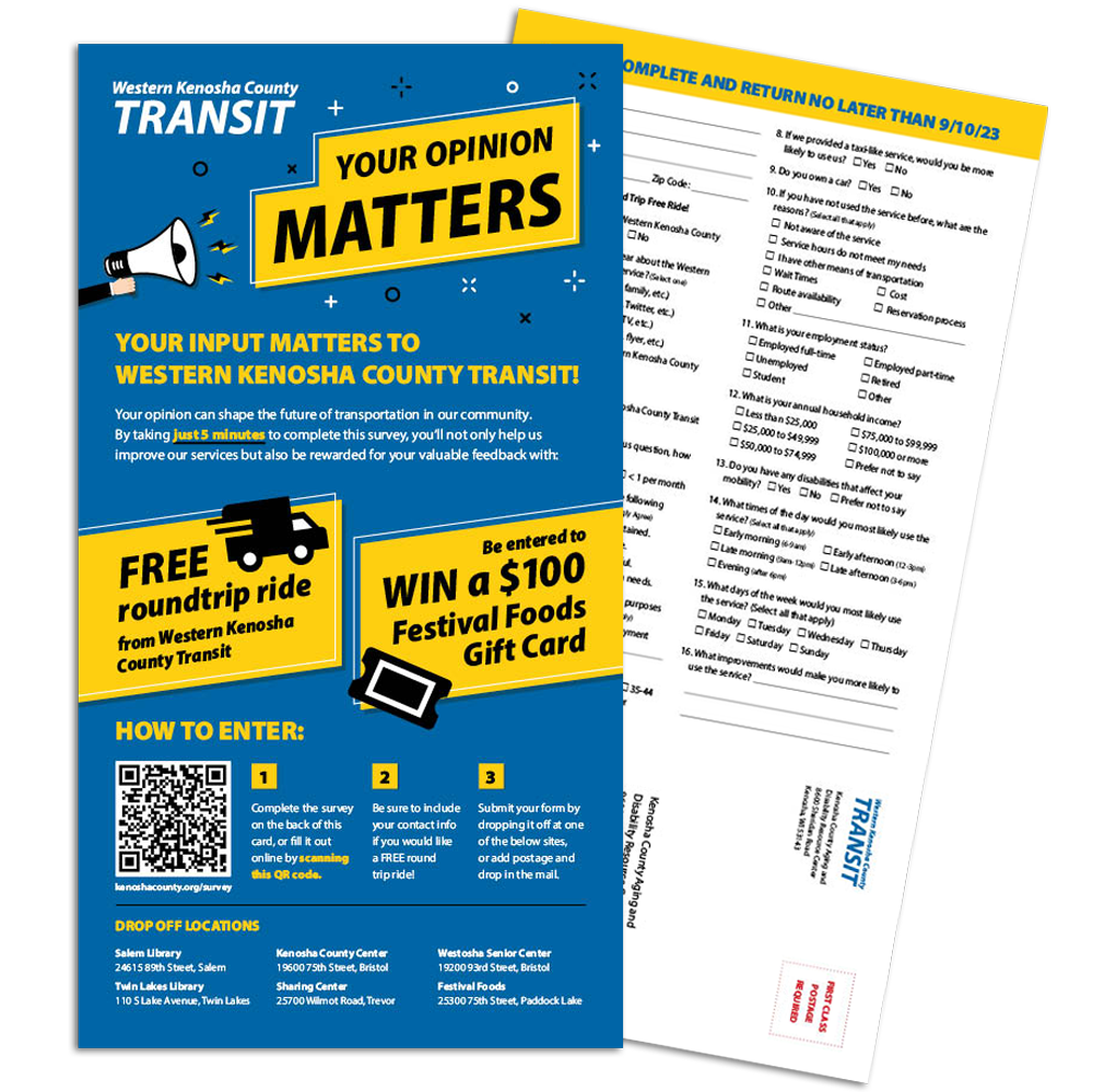 Transit Survey Postcard Design by Dooley & Associates