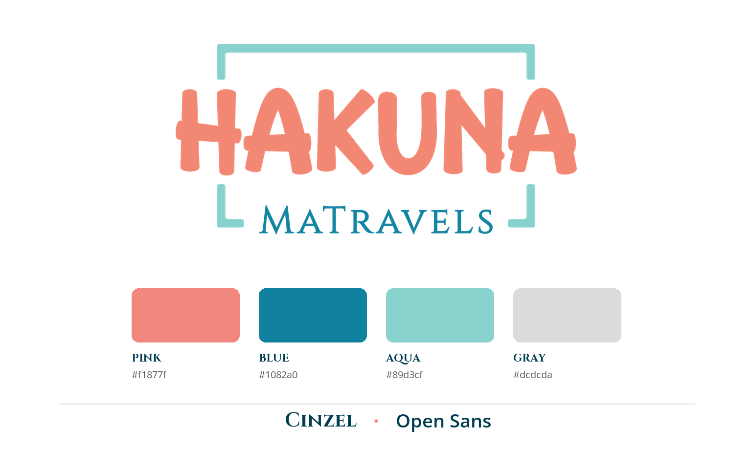 Hakuna MaTravels logo with the brand color palette and typefaces